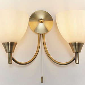 Alton Traditional Twin Wall Light. Brass