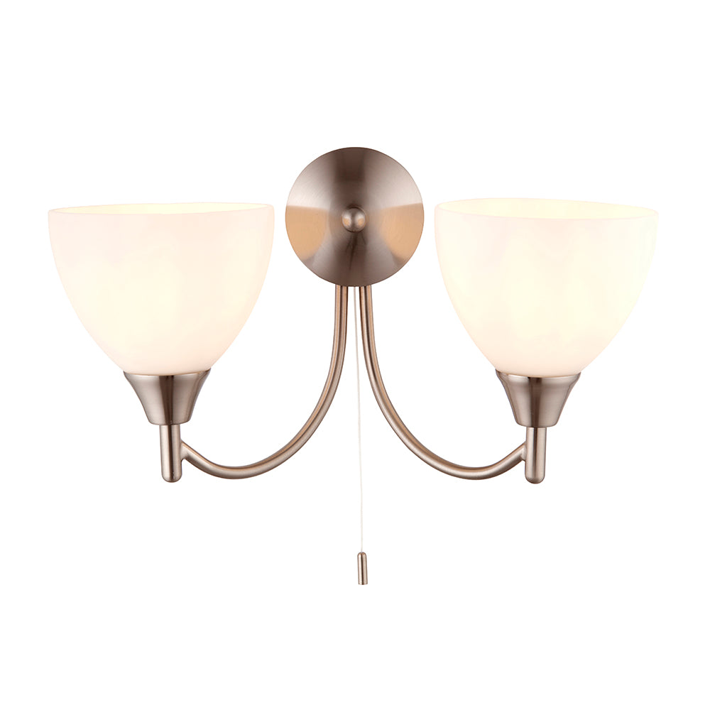 Alton Traditional Twin Wall Light. Satin Chrome
