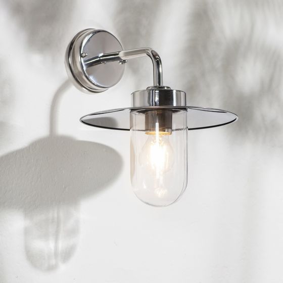 Addison Wall Lamp Polished Stainless Steel & Clear Glass